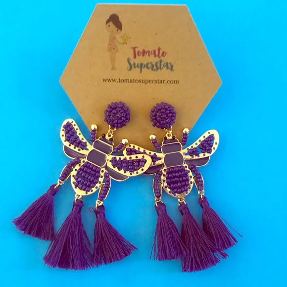 Boho Bee 🐝 Tassel Earrings - Picture 2 of 4